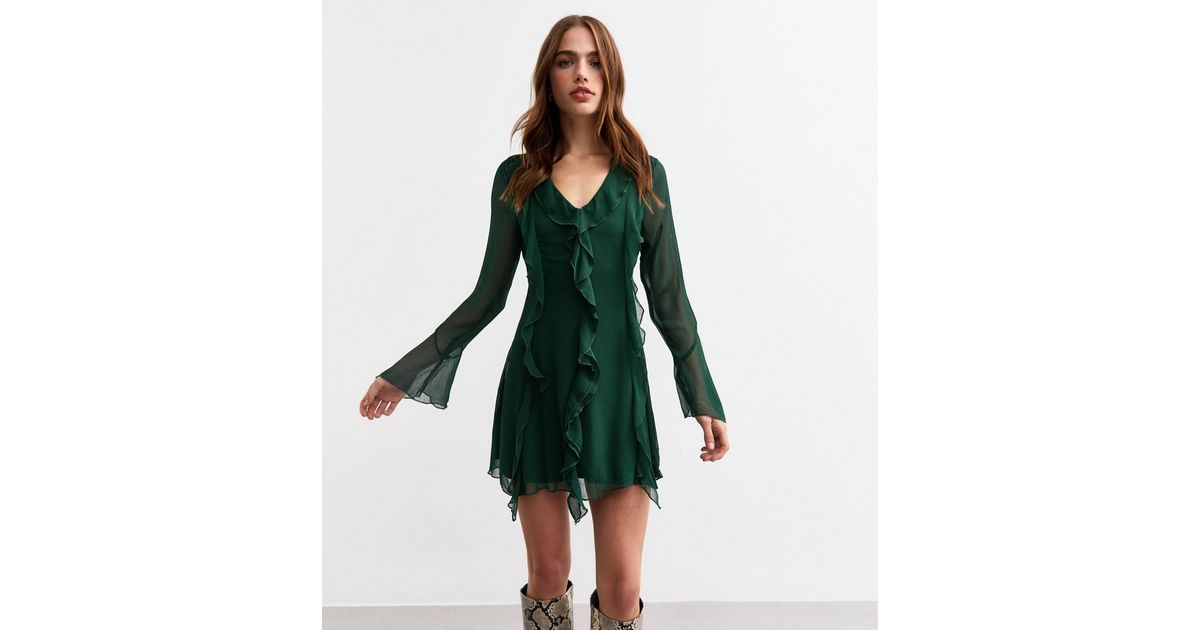 Strapless Chiffon Short Dresses with Bow Dark Green