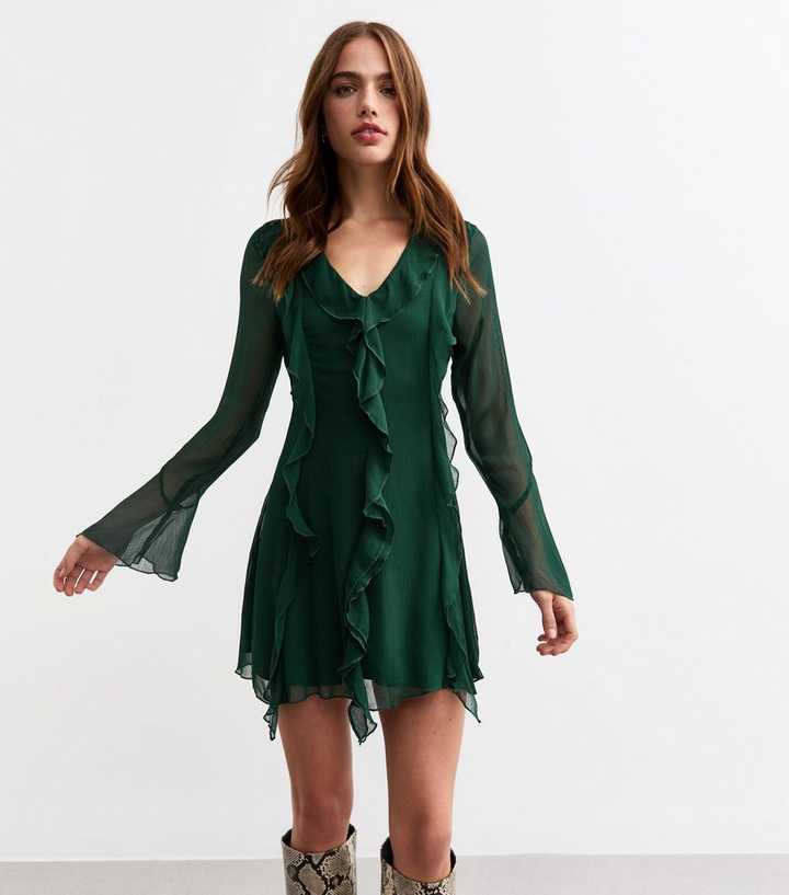 shine bright ruffle trim jewel strap mini dress white Mini Dress Ruffle Trim Dress Shop The Shine Bright Ruffle Trim Jewel Strap Mini Dress White
