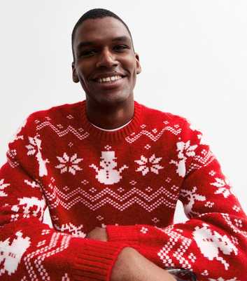 Red Regular Snowman Illustration Jumper