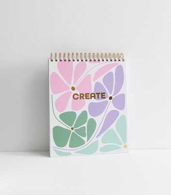 Purple Create Floral Print Sketchbook