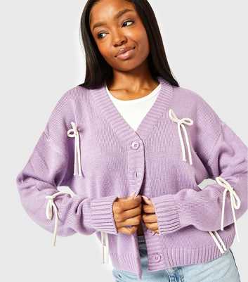 Skinnydip Lilac Bow Knit Cardigan