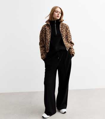 Brown Leopard Print Borg Jacket