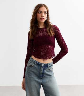 Burgundy Lace Long Sleeve Top 