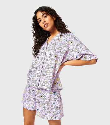 Skinnydip Lilac Abstract Print Collared Shirt