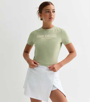 Girls Light Green Cotton San Diego Bubble Slogan Mini T-Shirt