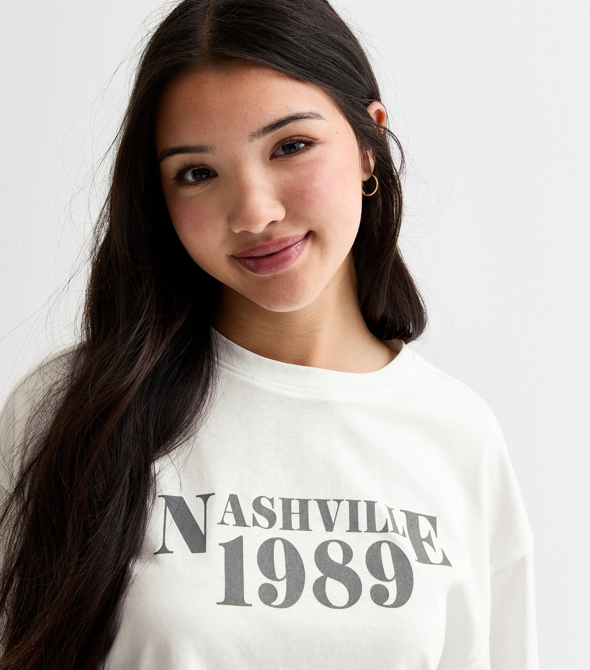Girls' White Nashville 1989 Slogan T-Shirt New Look