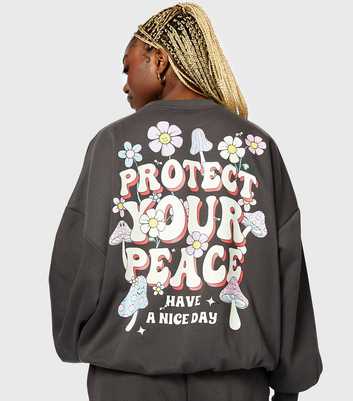 Skinnydip Grey Protect Your Peace Jersey Sweatshirt