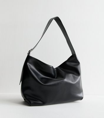 Large black leather hobo bag sale