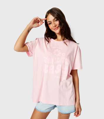 Skinnydip Pink Jersey Take It Easy Slogan T-Shirt