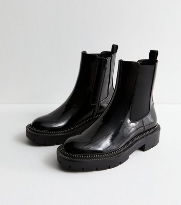 New look black patent boots hotsell