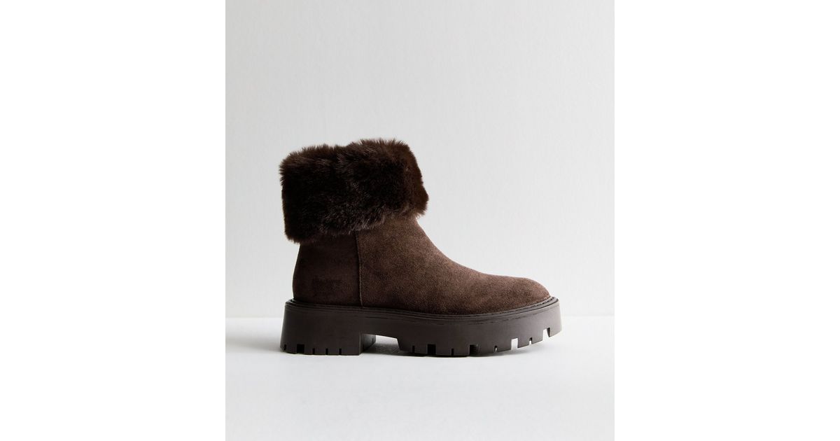 Fur Lining Ankle Boots with Buckle Strap