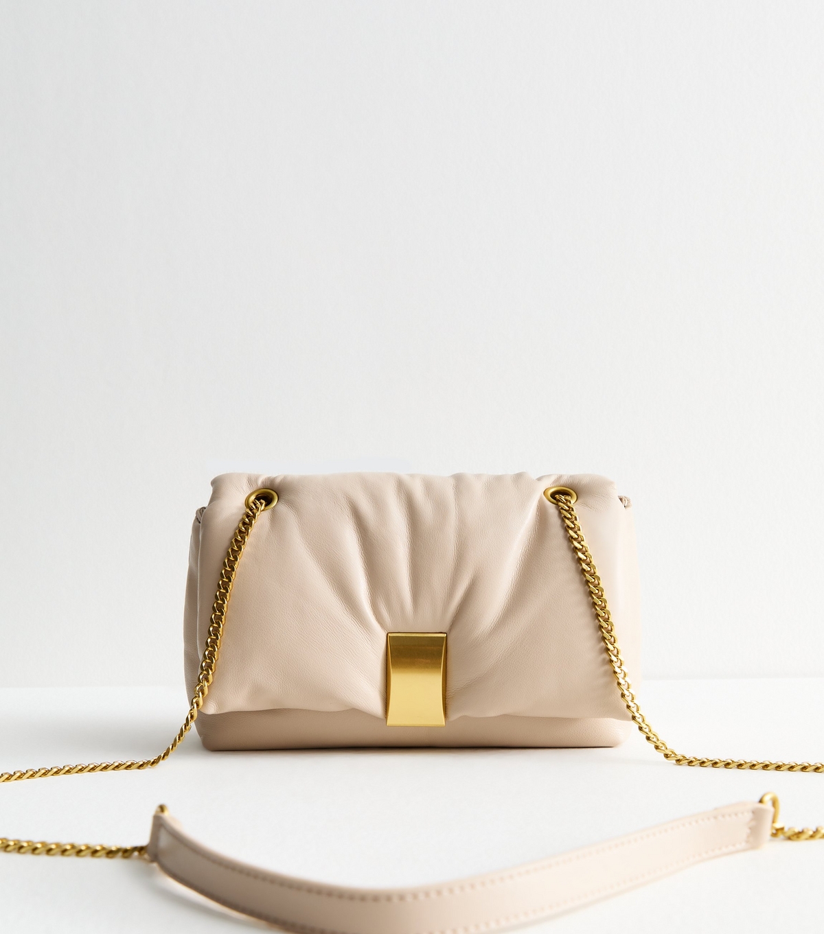 Cream Bar Trim Faux Leather Crossbody Bag Vegan New Look