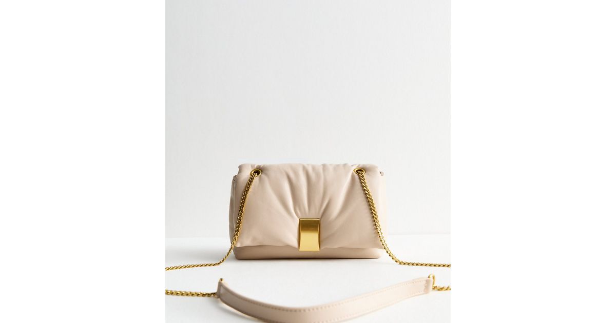 Cream Bar Trim Faux Leather Crossbody Bag New Look