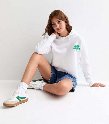 Girls White Santa Monica Pullover Hoodie New Look