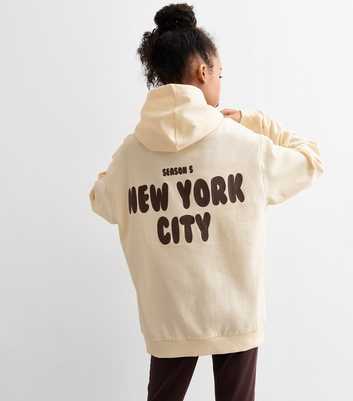 Girls Off White New York City Slogan Jersey Hoodie