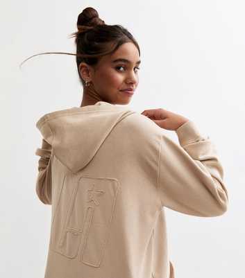 Girls Beige LA Appliquè Jersey Hoodie