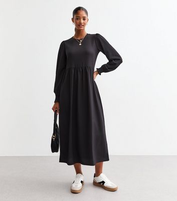 Black long sleeve smock dress best sale