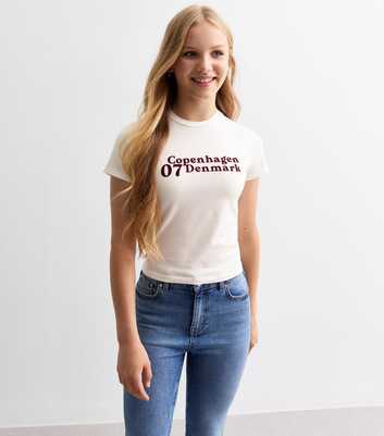 Girls White Cotton Blend Copenhagen 07 T-Shirt