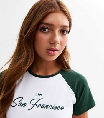 Girls White San Fransisco Raglan T-Shirt