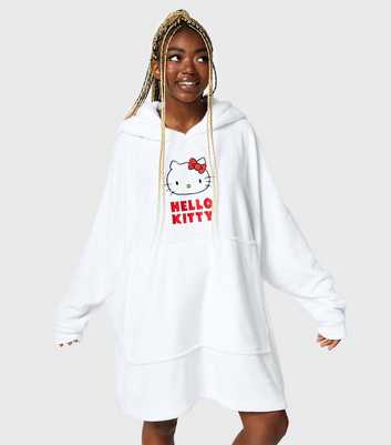 Skinnydip White Hello Kitty Fleece Blanket Hoodie