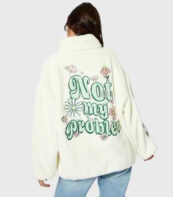 Skinnydip Cream Not My Problem Oversized Embroidered Fleece