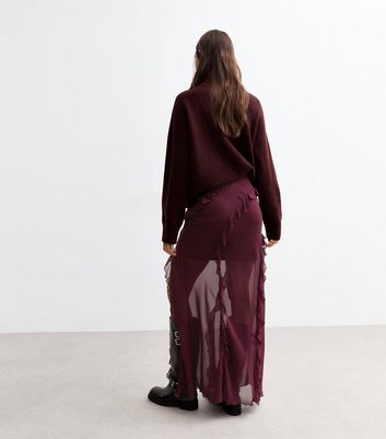 Chiffon maxi skirt burgundy best sale