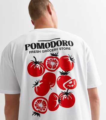 White Pomodoro Graphic Print Oversized T-Shirt 