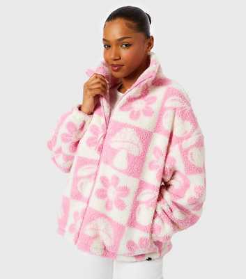 Skinnydip Pink Checker Icon Oversized Fleece