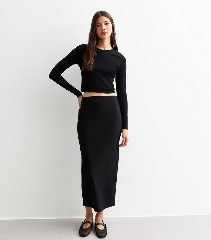 Black Back Split Midi Skirt | New Look