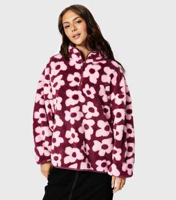 Skinnydip Pink Floral Oversized Fleece