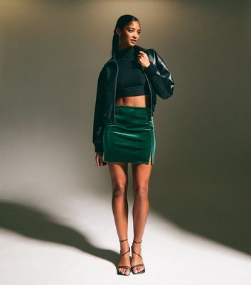 Green velvet skirt hotsell