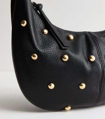 Black Studded Faux Leather Shoulder Bag | New Look
