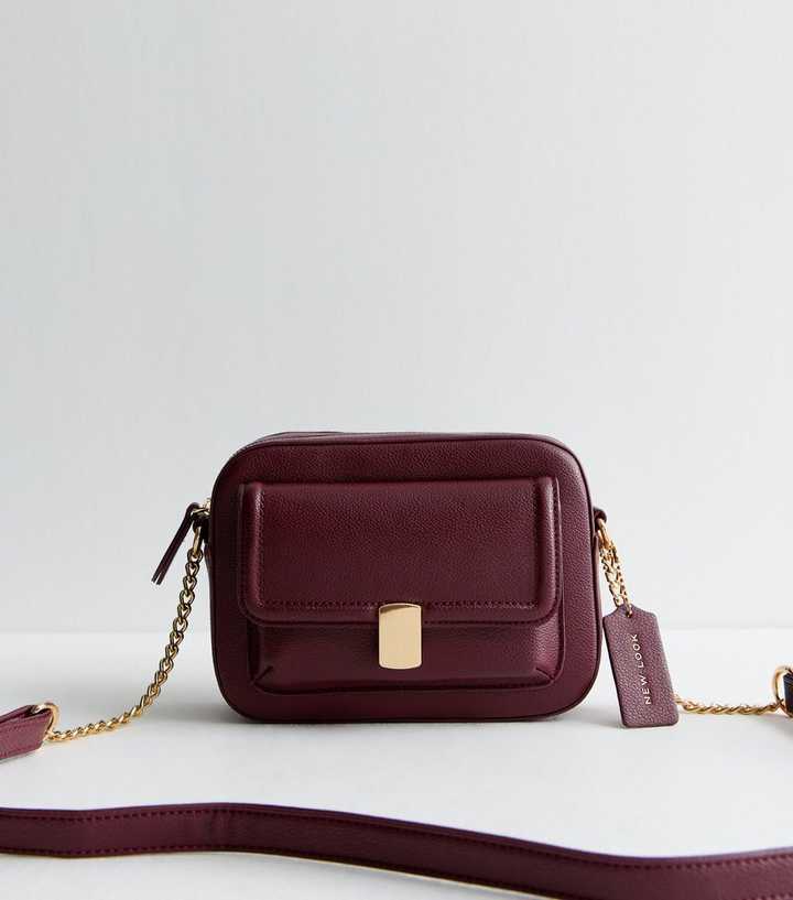 Burgundy Piped Pocket Crossbody Bag