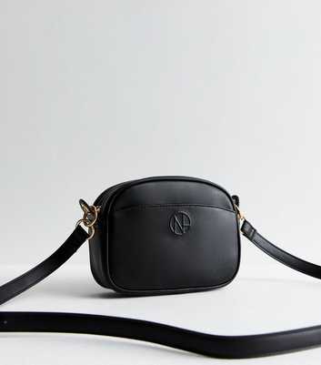 Black Dome Leather Look Crossbody Bag