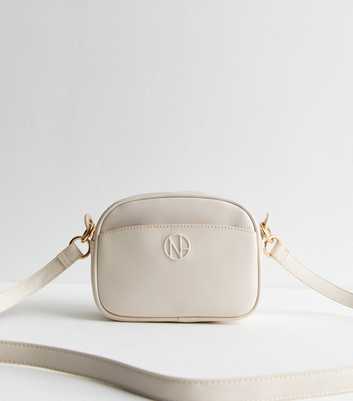 Cream Dome Leather Look Crossbody Bag