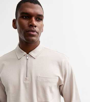 Cream Regular Quarter Zip Polo Top