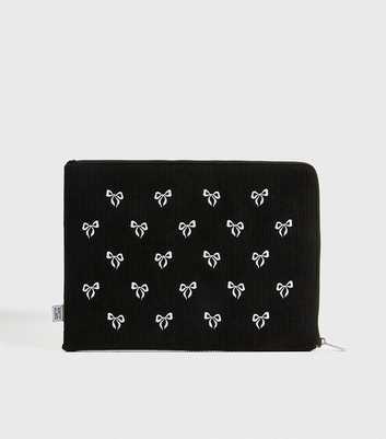 Skinnydip Black Knit Bow Embroidered Laptop Case