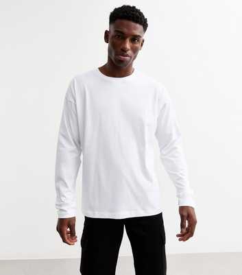 White Relaxed Fit Long Sleeve Jersey T-Shirt