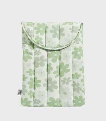 Skinnydip Green Floral Quilted Laptop Sleeve