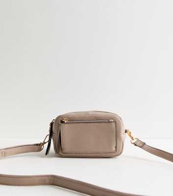 Mink Leather Look Zip Crossbody Bag