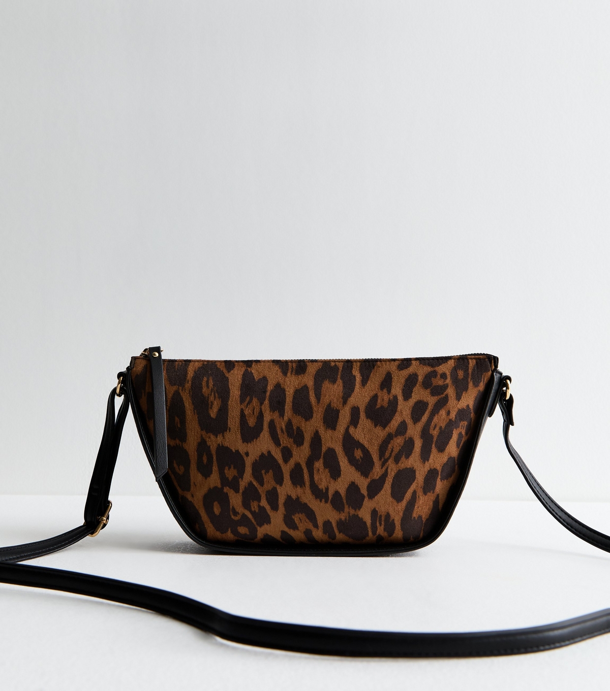 Brown Leopard Print Pouchette Crossbody Bag Vegan New Look