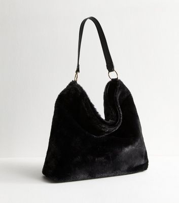 Black Large Faux Fur Handbag