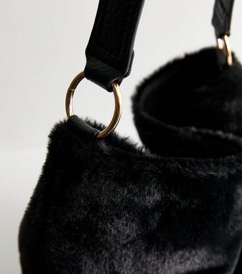 Black Large Faux Fur Handbag New Look