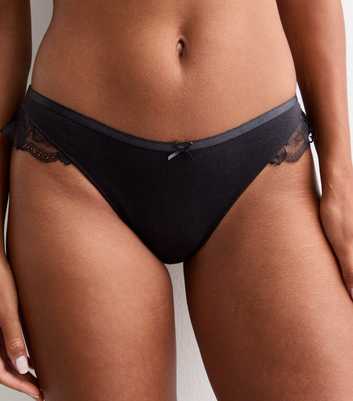 Black Lace Wing Rib Brazilian Briefs