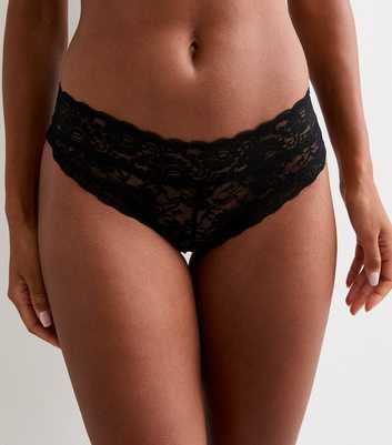 Black Floral Lace Brazilian Briefs