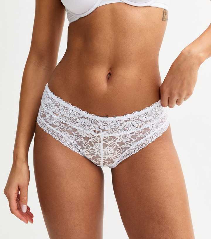 White Floral Lace Brazilian Briefs
