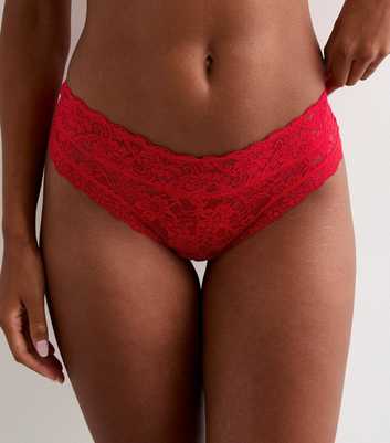 Red Floral Lace Brazilian Briefs