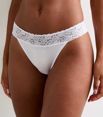 White Lace Top Microfibre Thong