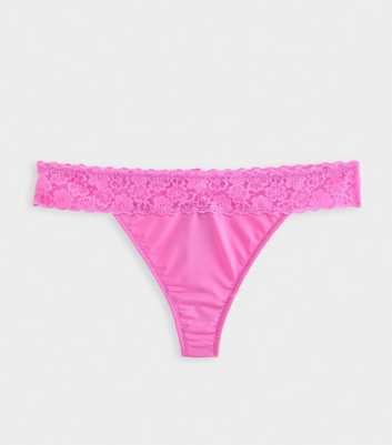 Bright Pink Smooth Lace Trim Thong