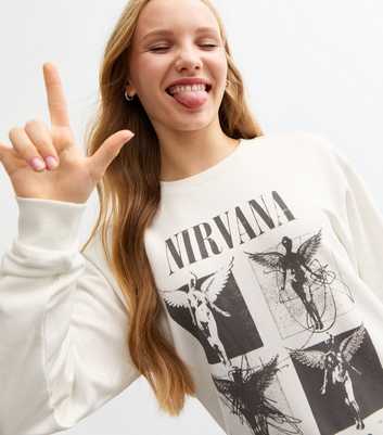 Girls White Nirvana Graphic Sweatshirt